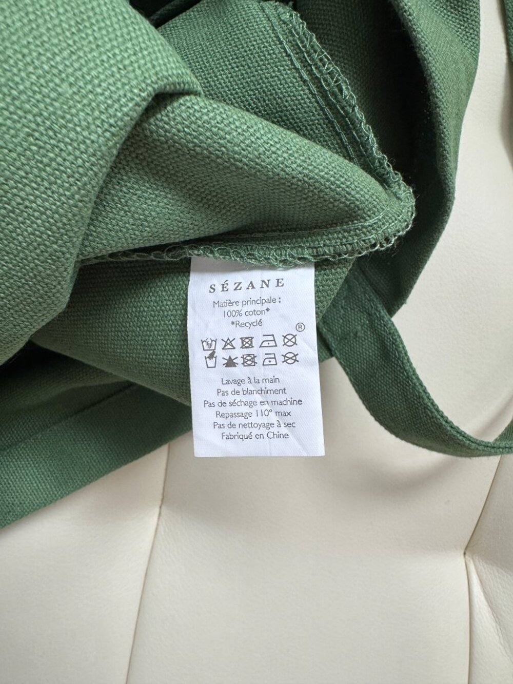 Sézane limited edition Boston Mon Amour olive green cotton canvas tote - NWOT - Picture 4 of 5